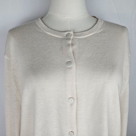 J. Crew Womens XL Beige Ivory Featherweight The Good Cashmere Cardigan Preppy - Picture 2 of 11